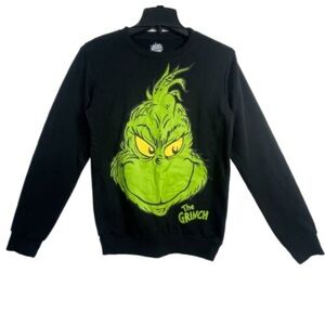 The Grinch Graphic Sweatshirt Printed Black Long Sleeve Pullover Xmas Holiday S
